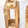 Aberto Design Juego de dos candelabros linterna de madera Natural